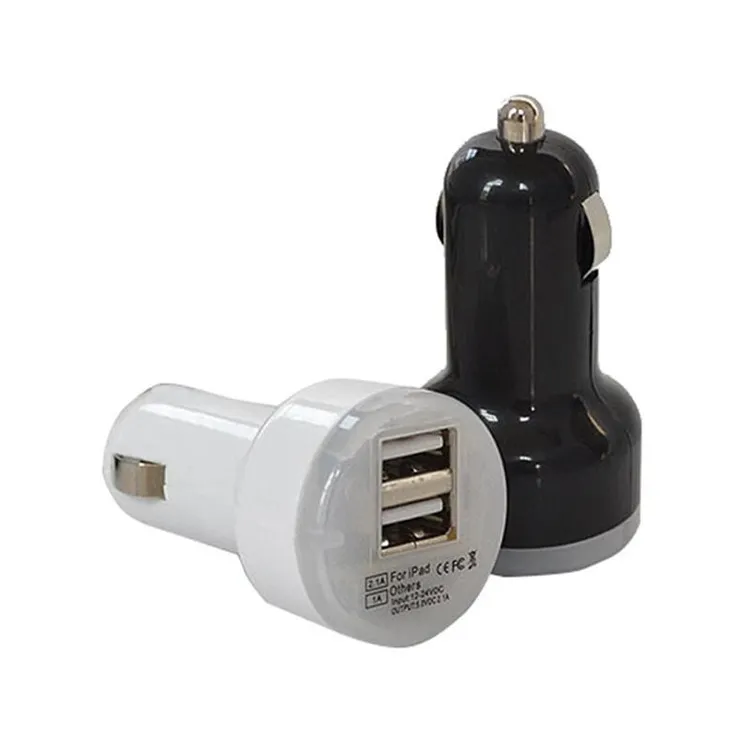 Mini Dual USB Автомобильное зарядное устройство адаптер пули двойной USB 2-порт 1A 2A 2.1A для Samsung Galaxy S4 S5 Примечание 2 3 iPhone 5 5S 4 Nokia HTC