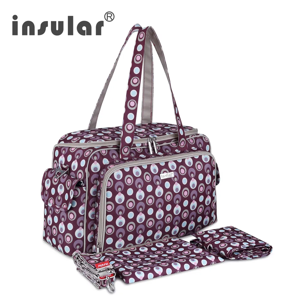 Wholesale New Arrival Insular Fashion Waterproof Baby Diaper Bag Pringting Nylon Mommy Tote Bag