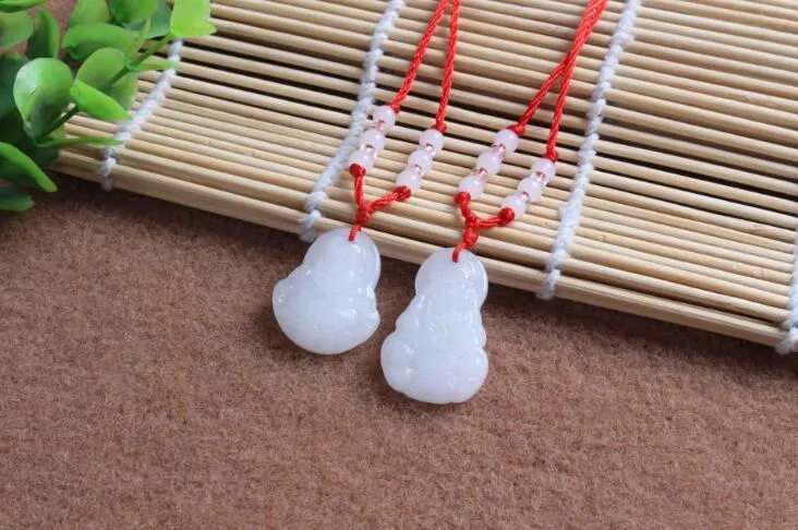 Good A++ Hot Pendant Jade Buddha Necklace Glass Ornament Red Rope Ornament WFN587 with chain a 