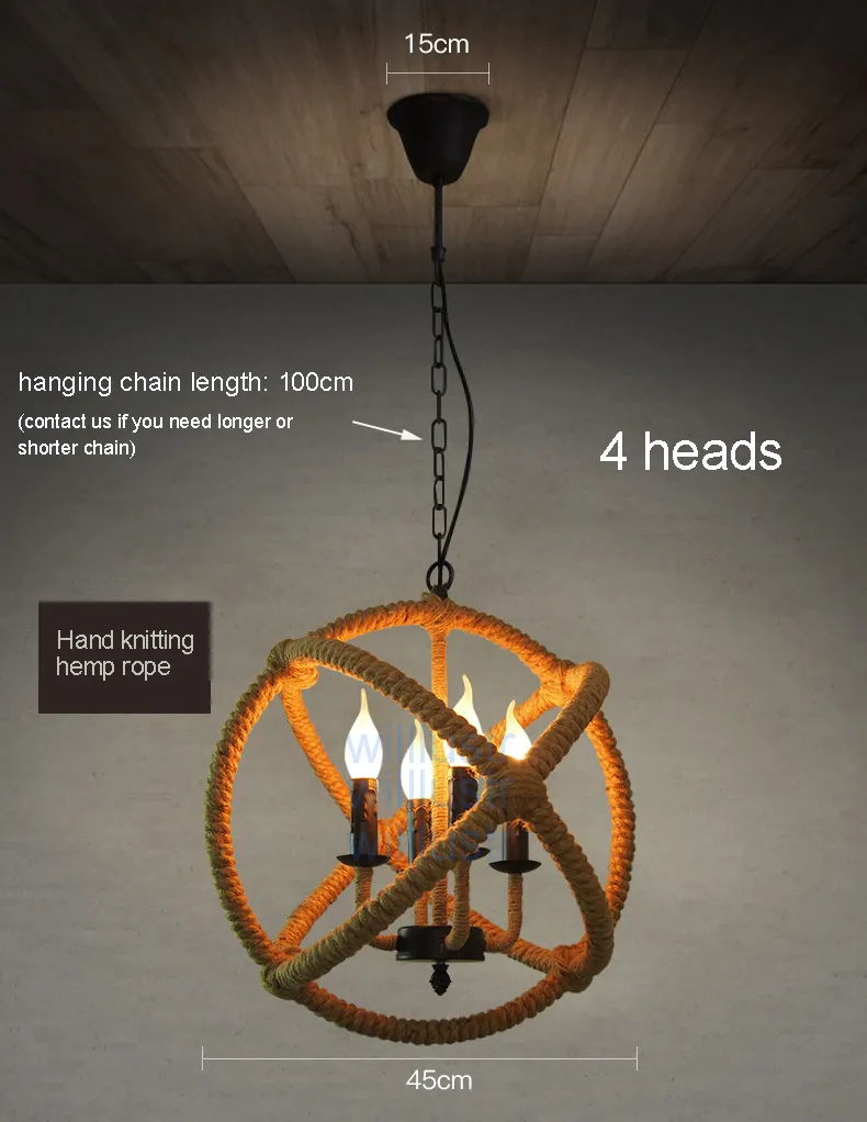 willlustr vintage candle hanging lighting retro orb hemp antique pendant lamp industry Dining Room restaurant loft Bar suspension Light