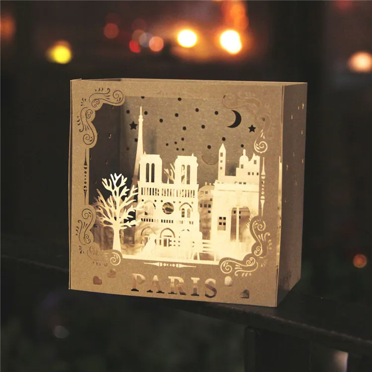 greeting cards pop up cards hollow laser cutting 3D PARIS cards handmade birthday party decorations party favors