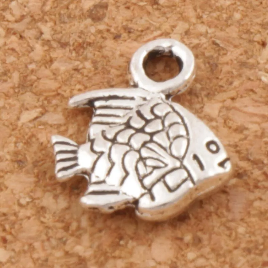 Liten fisk charm pärlor 500pcs / lot heta antika silver hängen smycken diy L062 10.7x9.5mm
