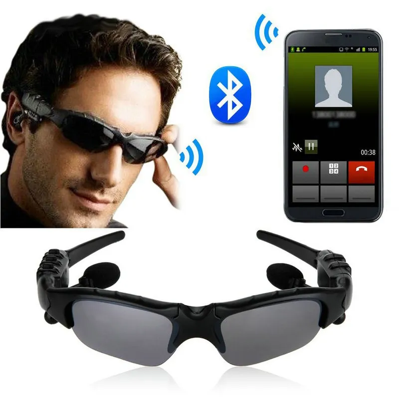 Sport Stereo Trådlös Bluetooth 4.0 Solglasögon Headset Headphones Handfree för iPhone + MP3 Riding Eyes Glasses för Samsung HTC