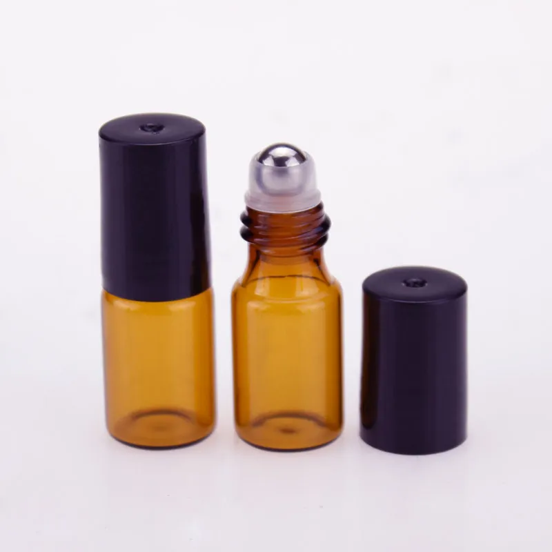 En gros 3 ml Roll sur bouteilles en verre huile essentielle vide aromathérapie bouteille de parfum avec boule à roulettes en verre en métal DHL livraison gratuite
