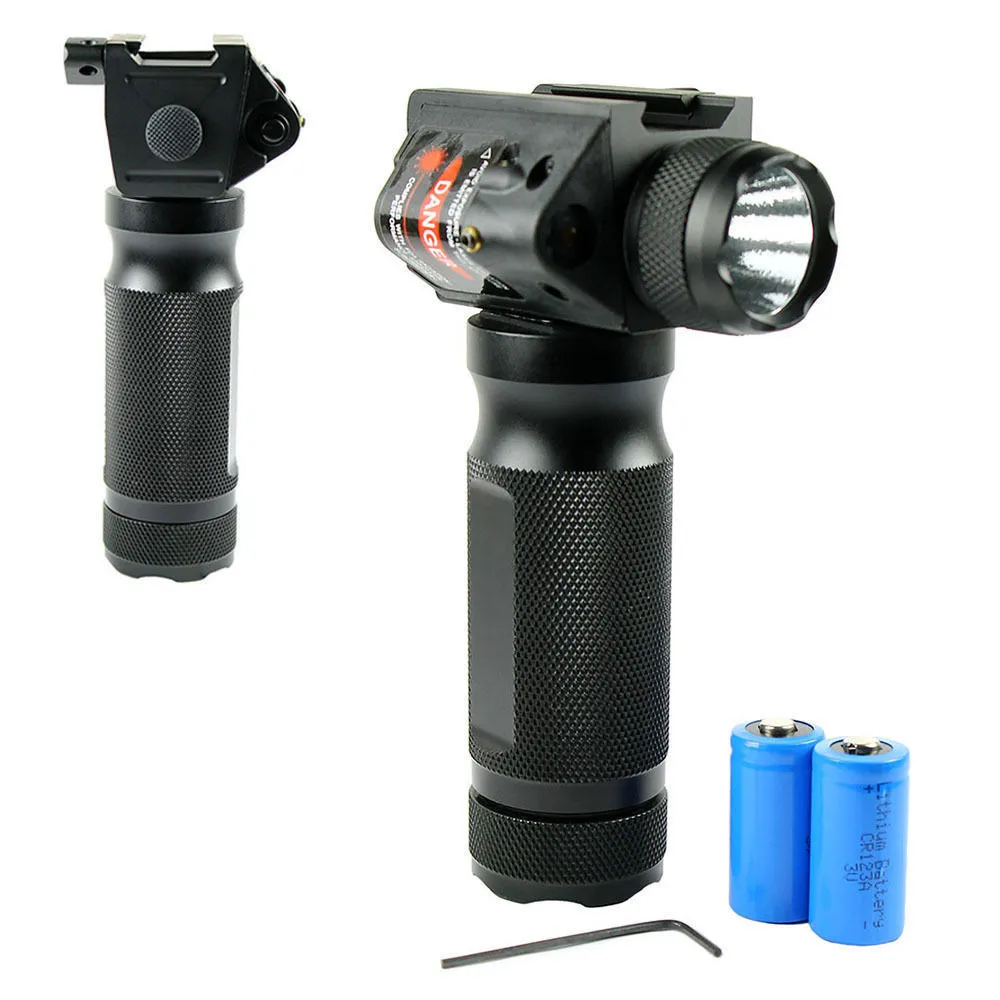 Tactical Foregrip Agarre a mano Cree Linterna LED Linterna Red Laser Vista Ajuste 20mm Rail