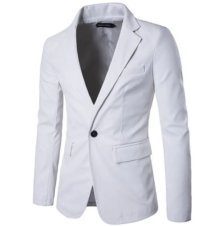 Spring New Pure Color Men's Clothing Slim Fit PU leather Fashion Men's Suits & Blazers 