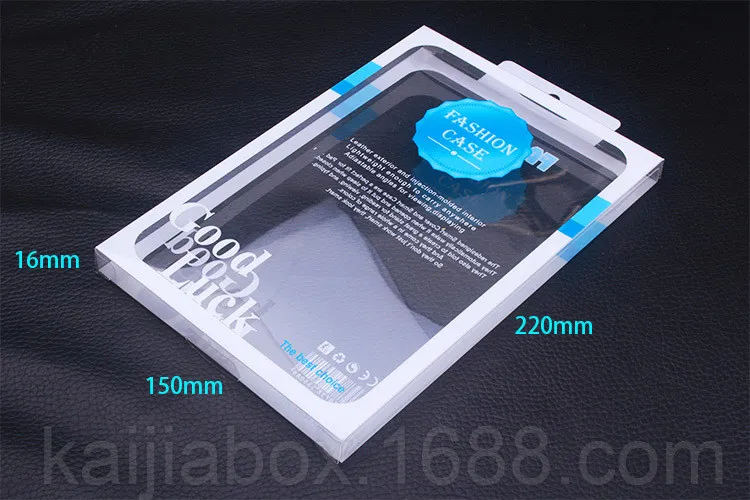Partihandel Retail Fashion Clear PVC-förpackningsbox för iPad 2 3 4 för 8INCH 10INCH iPadfallsförpackningsbox med hängare