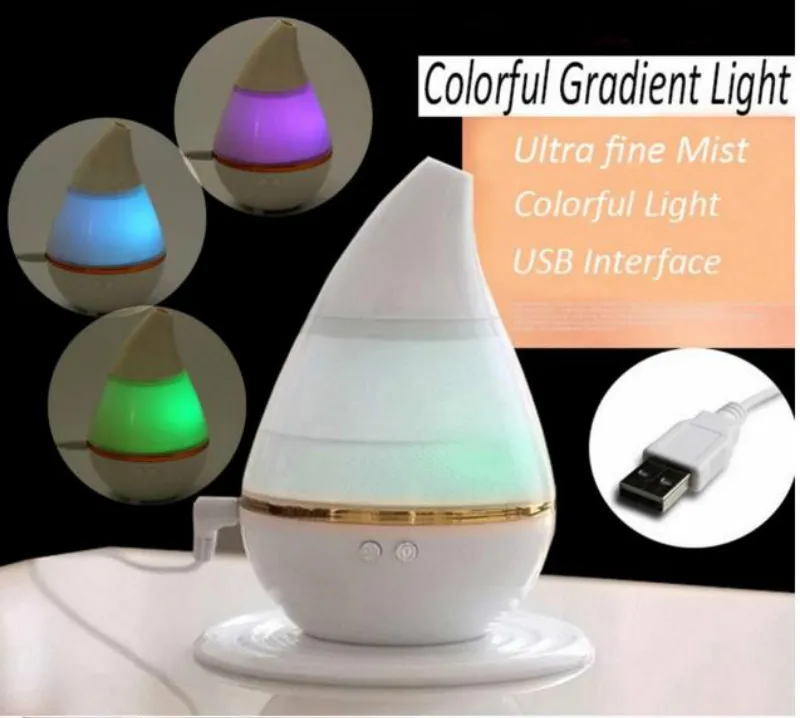 200ml 2W USB Ultrasonic Aroma Humidifier Air Essential Oil Diffuser humdifier with LED Light Purifier Atomizer for Home office SPA