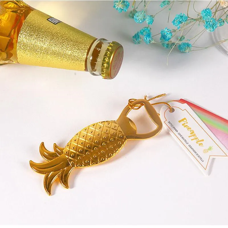 Ouvre-bouteille de bière en forme d'ananas en alliage doré, cadeaux et faveurs de mariage pour mariée, cadeau de baptême, de réception-cadeau pour bébé, de noël, souvenir du marié