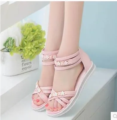 Zapatos Mujer Sandalias Zapatos Mujer Gilrs dulce zapato plano para Mujer cuero verano Bohemia playa Casual ocio sandalia