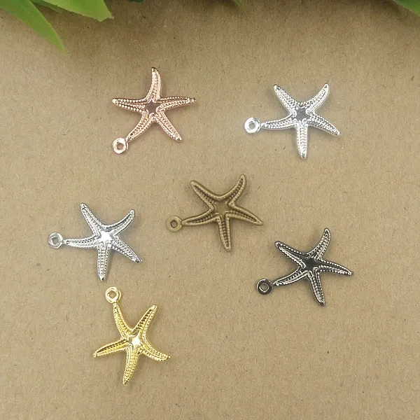 BoYuTe 15 * 18mm 7 cores Starfish Vintage Encantos Materiais Atacado latão Charms Pingente DIY Jóias