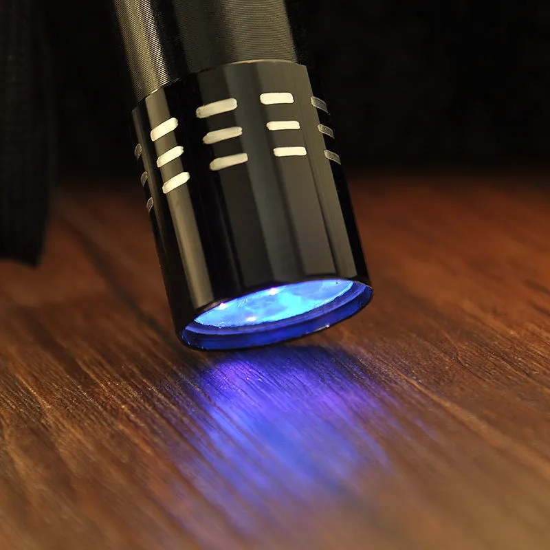 Günstige Bunte Mini-Aluminium-ultraviolette 9 LED-Taschenlampe SCHWARZLICHT-Fackel-Licht-Lampe Schlüsselanhänger DHL 