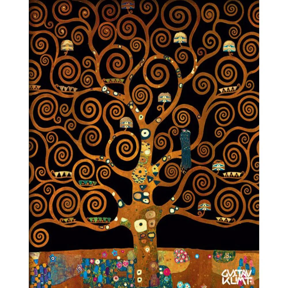 Famous Gustav Klimt Arts Under the Tree of Life Hand Painted Oil Paintings Canvas Reproduction for Cafe Room Wall Decor