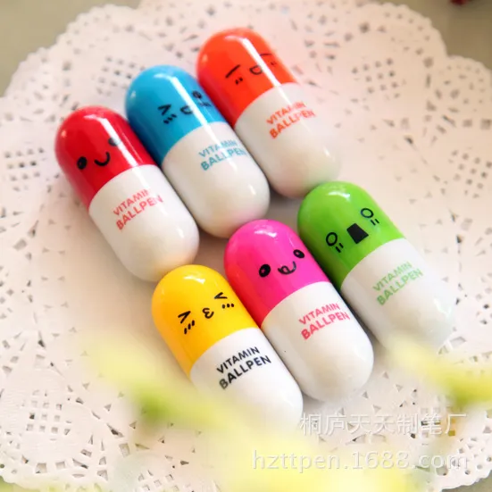 Creative Retractable Ball point pen cartoon Telescopic face Capsule pills cute Ballpoint Pen for kids gift5239053