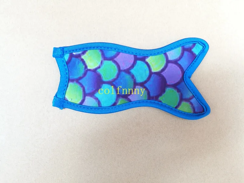 10 sztuk / partia Darmowa Wysyłka Fish Design Style Uchwyty Neoprenowe Mermaid Ice Rękawy Uprzywilejcy zamrażarki 8.5x16cm