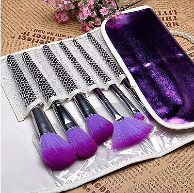 Фиолетовые 16шт щетки набора макияжа косметическая порошка фундаментальные тени для век щетки #R60