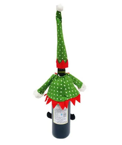 Suprimentos de decoração de Natal quente da moda Polka Dot/listras sacos de capa de garrafa de vinho tinto para festa de Natal em casa decoração de garrafa de vinho tinto KD1