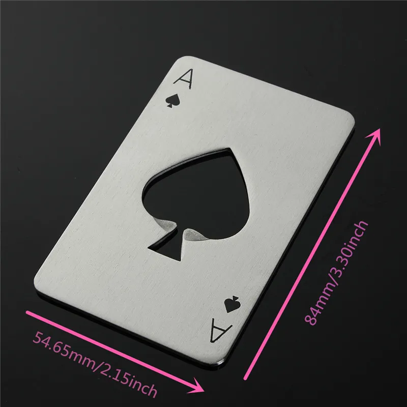 12 Apribottiglie Piatti Poker – Asso Di Picche In Acciaio Inox, Dimensioni Carta Di Credito, Per Birra E Bevande