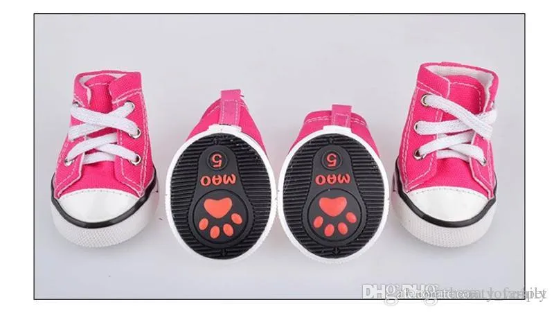 E55 4pcs лот Pet Dog Canvas Shoes Dog Pet Shouse Pet plimsolls Dog Sneakers 198i