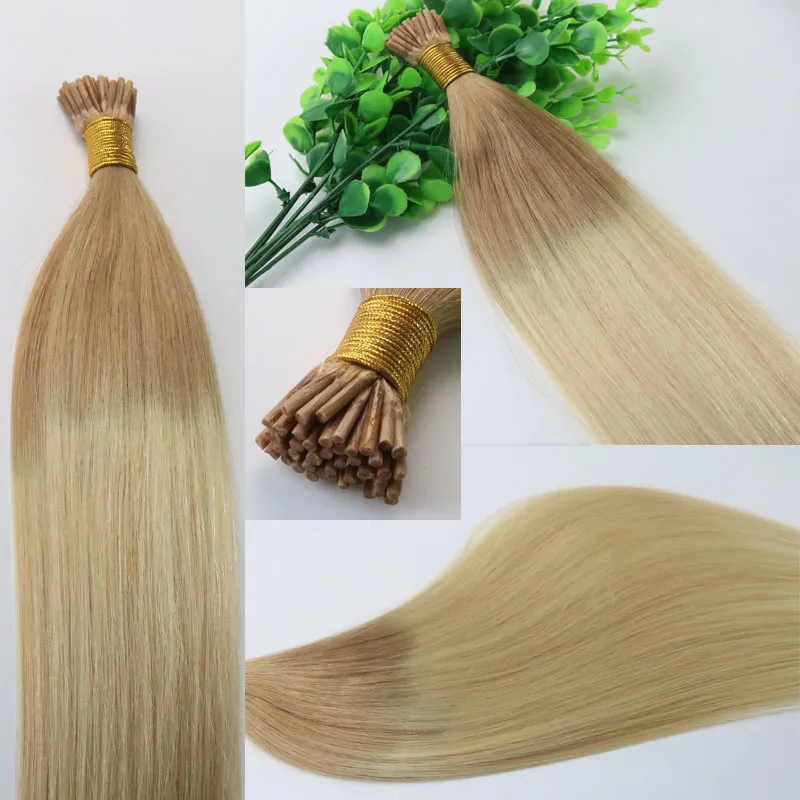 Tintura de Dedo de dois tons Ombre Cabelo 100 Fios 100g / set Eu Ponta da vara Cabelo Pré-ligado Remy Brasileiro Extensão Do Cabelo Humano