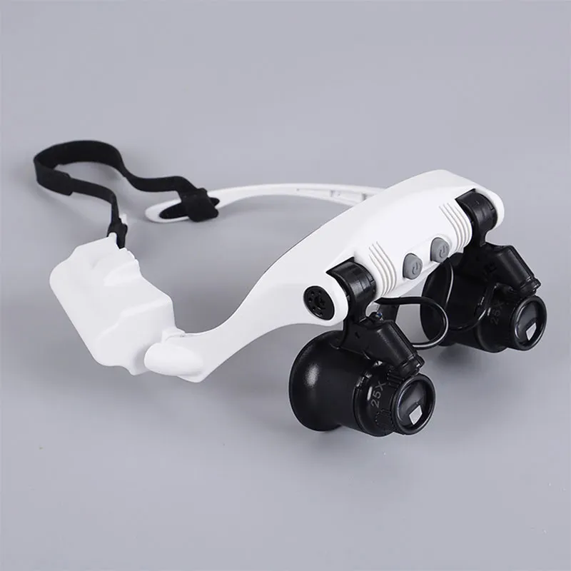 8 Lens 10X 15X 20X 25X Spectacles Eye Glasses LED Lamp Magnifier Loupe Jewellery Maintain Watch Repair Tool