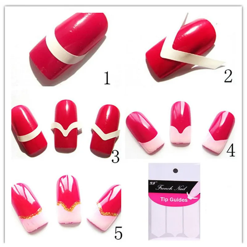 Nageldekoration Nail Art Tips Dekal Nail Art Form Fringe Guides Dekal Gör det själv fransk manikyr Gratis frakt