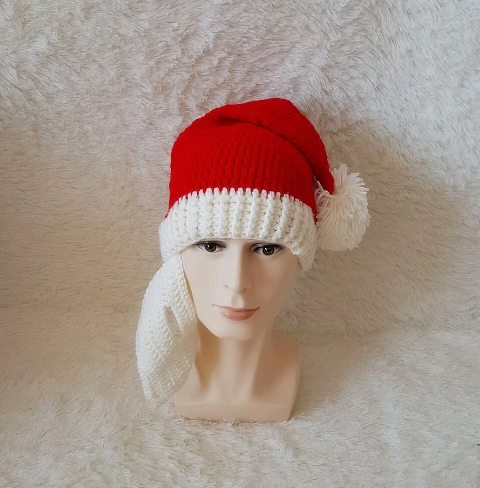 Männer Frauen Kreative Bart Neuheit Handgemachte Strickwolle Lustige Hut Weihnachtsfeier Weihnachtsmann Handgestrickte Mütze Unisex Geschenk