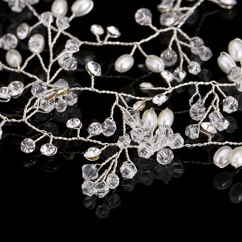 Pearls Wedding Hair Vine Crystal Bridal Accessories Diamante Headpiece 
