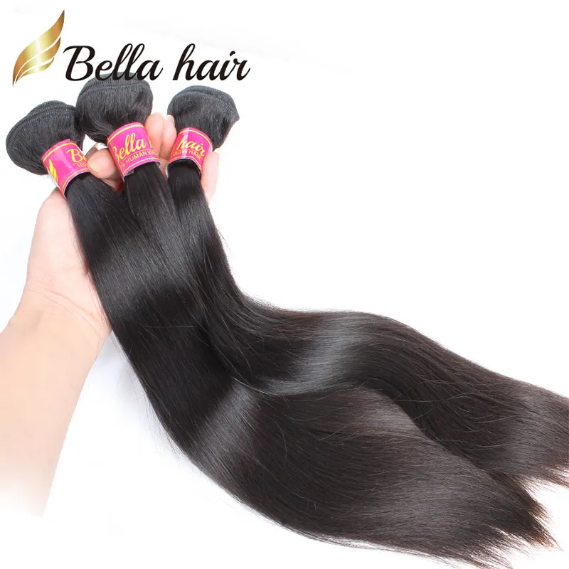 Bella Top Quality 11A Brazilian RAW Virgin Human Hair Bundles Straight Unprocessed Thick Full Hair Weave Extensions can dyed to 613 Longest 42inch