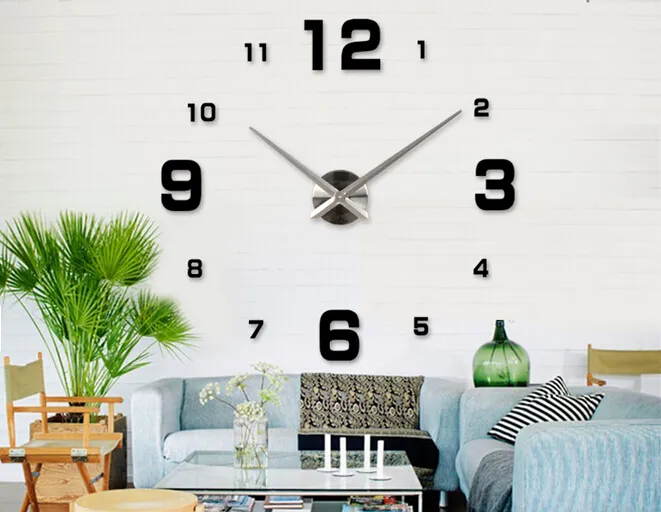 Simple Design Mirror Number Sticker Wall Clock Wall Art DIY Wall Clocks Arcylic 3D Quartz Clock Watch DIY Home Decor