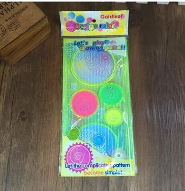 DHL gratis verzending 200 stks creatieve student rechte liniaal plastic spirograph liniaal tekening liniaal