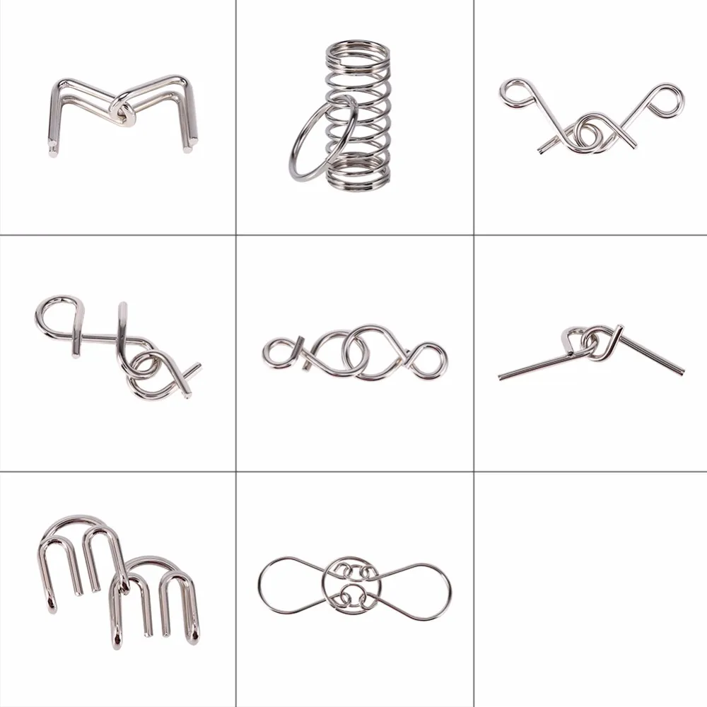 Metal Wire Puzzle Magic IQ Test Mind Game Adults Child Kids Toy Cardano's Rings Series