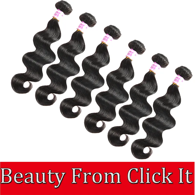 On Sale 6 Bundles Onda Del Corpo Tessuto Dei Capelli Umani Vergini Non Trattati Brasiliano Indiano Peruviano Malese Cambogiano Estensioni Dei Capelli Mongoli