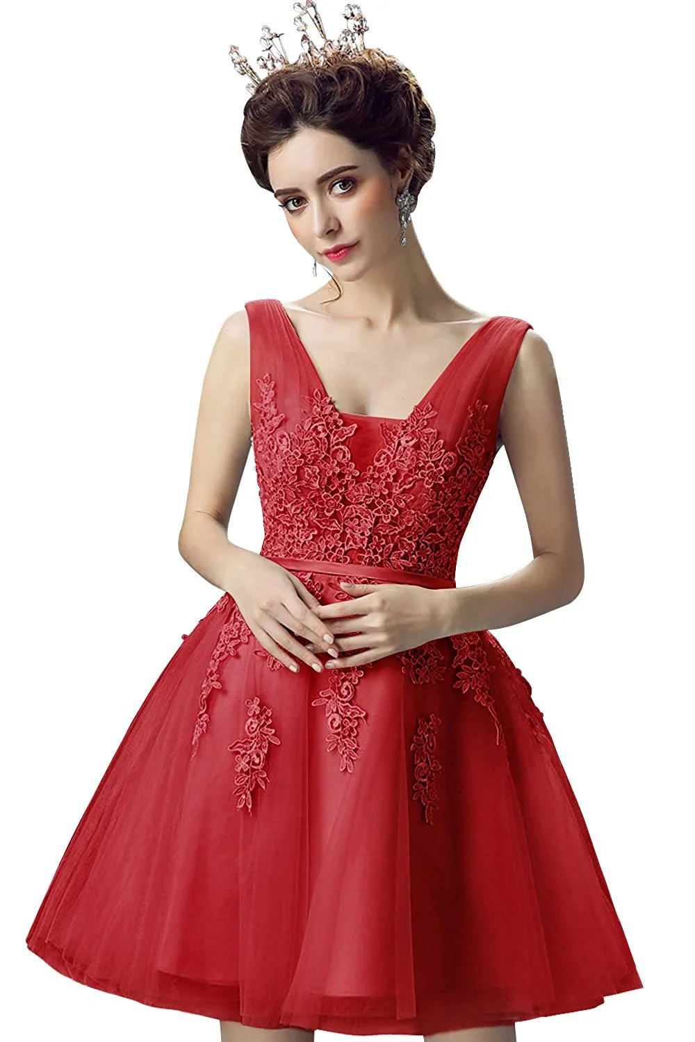 2017 Cheap Short Silver Dresses V Neck Lace Appliqued Lace Up Prom Gowns Cheap