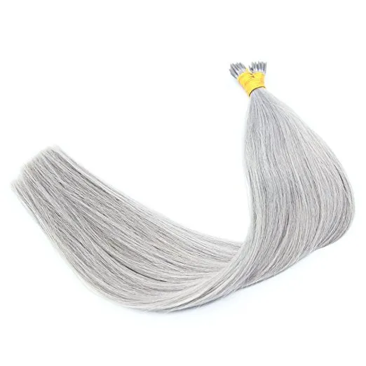 16''-26'' 1g/strand 100sGrey Color Double Drawn Nano Ring Loop Human Hair Extension