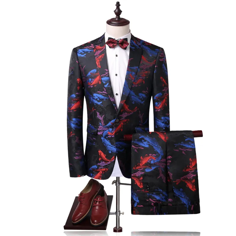 (jacket+pants)male suit set wedding prom male costume autumn winter compere bar for singer dancer stars party blazer nightclub