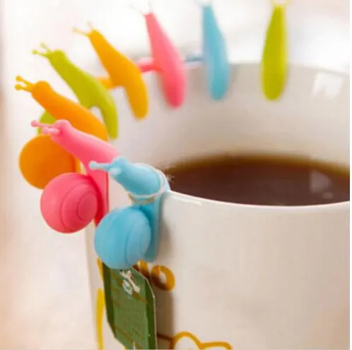Söt snigel form silikon tepåsehållare kopp rånar hängande verktyg te verktyg Randome färg gratis frakt g698