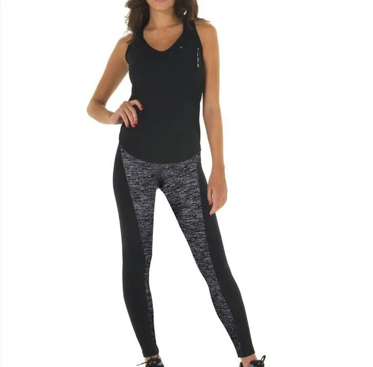 Calças de fitness yoga preto e cinza elástica plus size yoga leggings gym correndo calças de treino esportes yoga clothing para mulheres