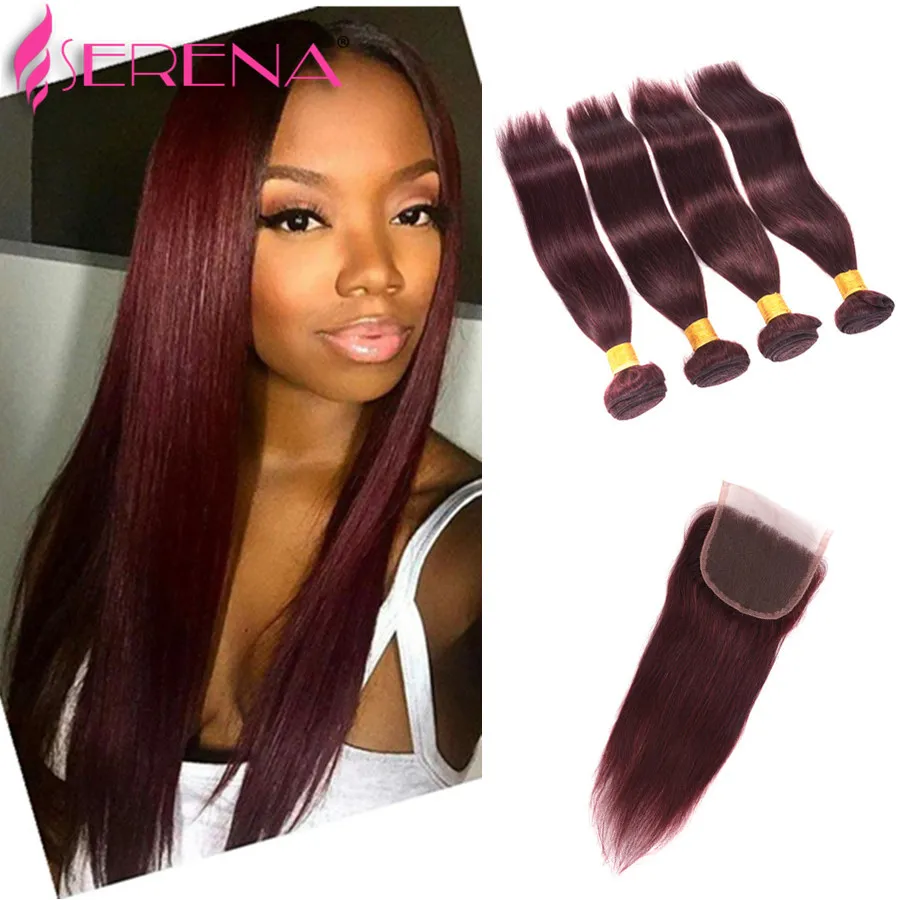 Burgundy Wine Red Color 99J Brazilian Virgin Hair Weave Bundles Silky