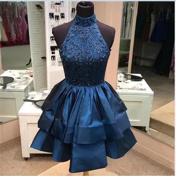 homecoming plus size dresses 2017 Short Beaded Plus-Size Homecoming Dress with Ruffles Slate Blue / 22W main image 1