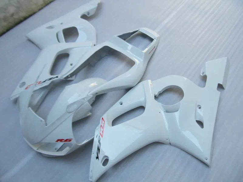 Eftermarknad Moto Parts Fairing Kit för Yamaha YZF R6 98 99 00 01 02 Vit Fairings Set YZFR6 1998-2002 OT09