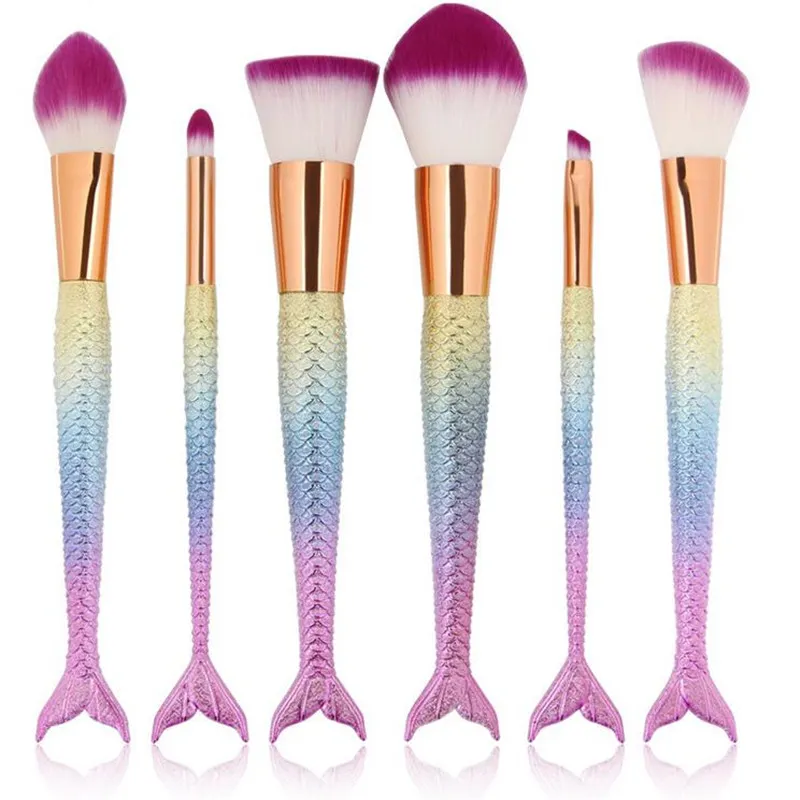 3D Colorful Mermaid Makeup Brushes Makeup Brushes Tech Professional Beauty Cosmetics Mermaid Tail Makeup Brushes Sets DHL free