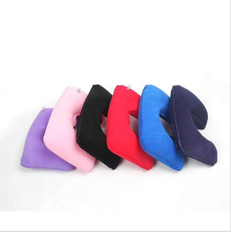 Inflável Forma U Neck Pillow Air Cushion exterior Tavel almofadas de ar portátil Folding acampamento travesseiro vôo Car Almofadas