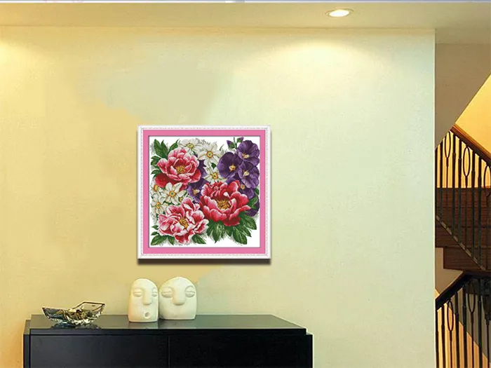 激しい花の家の装飾絵画、手作りクロスステッチ刺繍針仕事セットカンバスDMC 14ct / 11cの印刷物