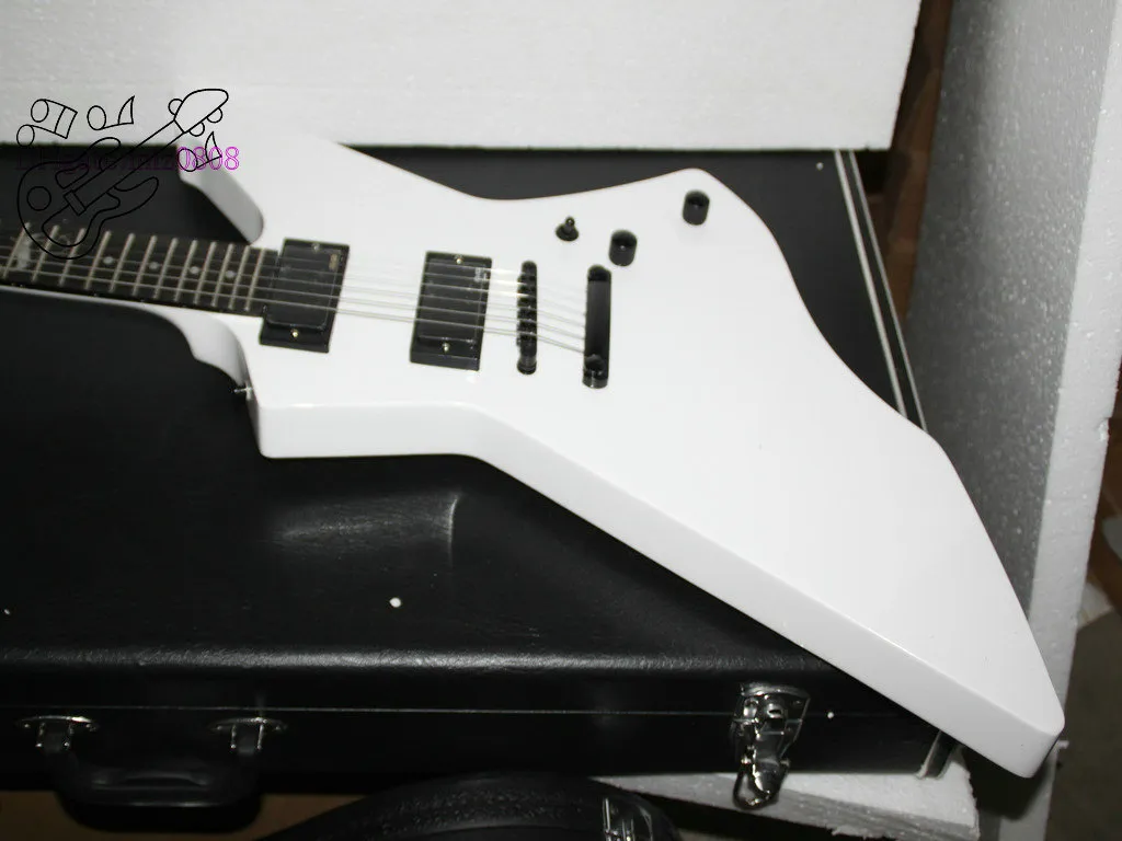 NewJames Hetfield Yılan byte Beyaz gitarlar Özel mağazalar beyaz Elektro Gitar Özel şekil gitar Factory Outlet