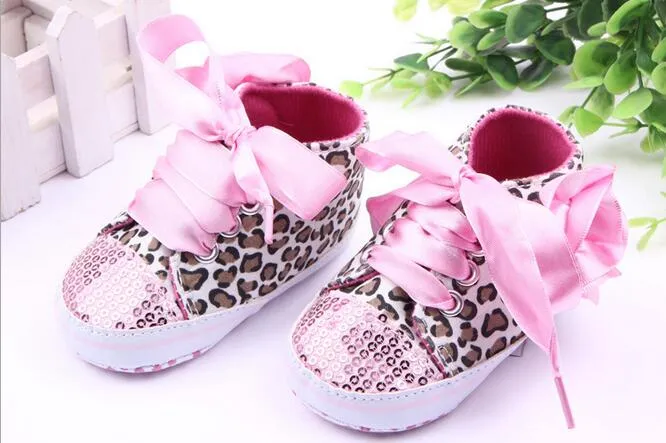 Scarpe neonate bambini Scarpe in cotone con paillettes leopardate floreali bambini con suola morbida G295