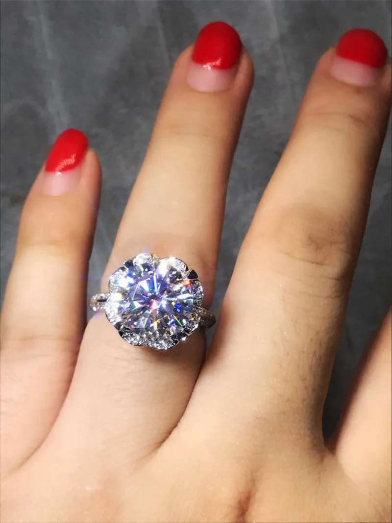 ファッションクラウンハートスタイル 925 スターリングシルバーリング 3ct ダイヤモニーク 5A Cz 婚約結婚指輪リング女性のためのジュエリーギフト