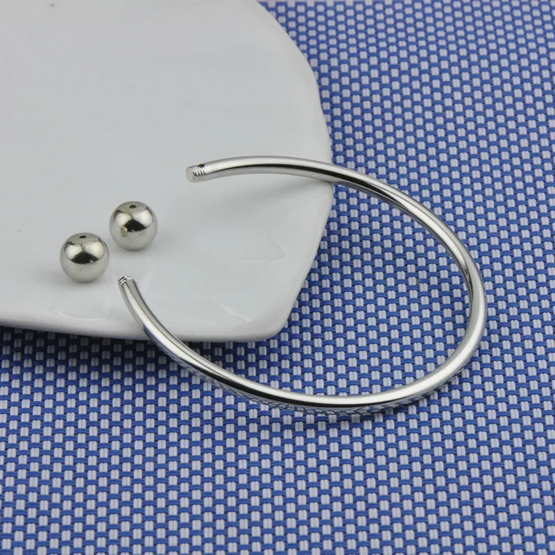 2016 горячая стерлингового серебра 925 заполнить открытые женщины манжеты браслет 65 мм размер Fit Европейский бисер браслет