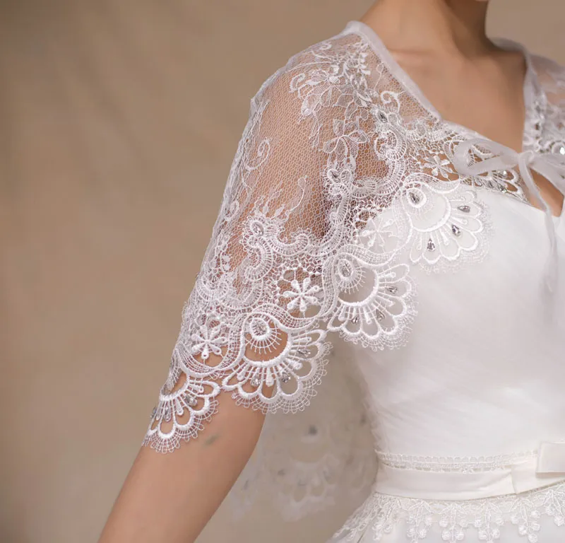 Lace Bridal Jackets Boleros High Quality Summer New Arrival Bridal Jackets Lace with Sparking Beads High Quality Cheap Bolero