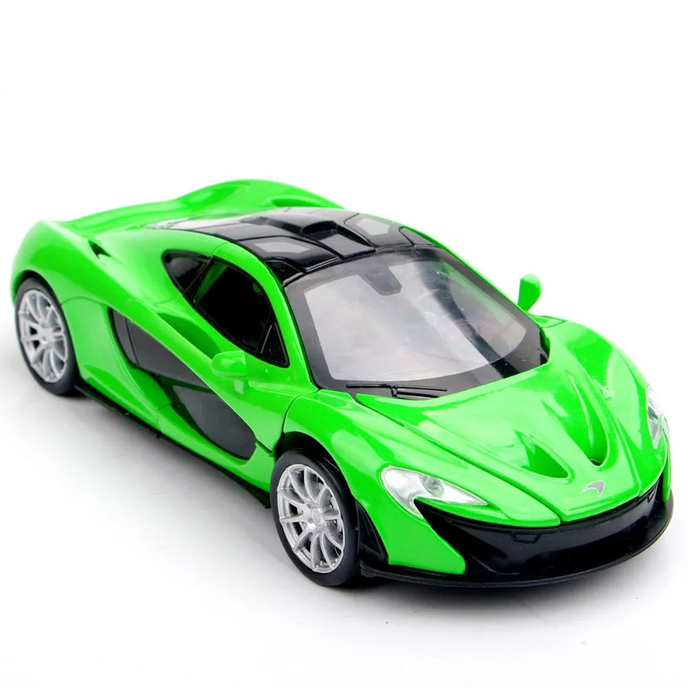 Collectible Car Models 1:32 Green McLaren P1 Alloy Diecast Car Toys Electronic Pull Back Car Model Kids Toys brinquedos Gift